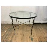 Round Glass-Top Table With Black Metal Frame, 42ï¿½3