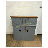 Two-Tier Wood Cabinet with Blue-Grey Finish and Na