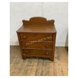 Wooden Three-Drawer Chest with Attached Backboard