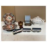 Group Lot with Ceramics, Wooden Boxes, and Train S
