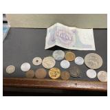 Collection of Foreign Coins and Italian 1000 Lira