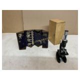 TELESCOPE IN WOODEN BOX AND WOODEN SINGER SEWING