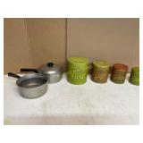 Aluminum Saucepan Set and Metal Kitchen Canisters