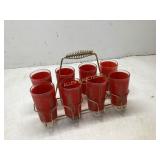 SET OF 6 FEDERAL CULVER GLASSES WITH METAL RACK