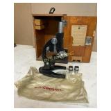 EARLY CARL ZEISS MICROSCOPE AND WOODEN CASE