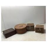 WOODEN BOXES AND WICKER BASKET LOT