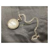 Silver Manual Pocket Watch with Chain 17 jewels