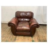 Brown Leather Recliner Armchair with Nailhead Trim