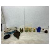 Assorted Household Items Including Enamel Basin, B