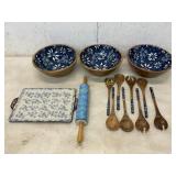 Temp-tations Floral Serving Set with Wood Accents