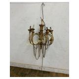 Gold-Toned Metal Chandelier with Five Arms and Cha