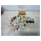 PINS BUTTONS CIGAR BOX