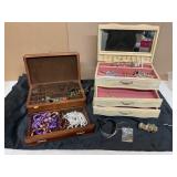 Wooden and Painted Jewelry Boxes With Costume Jewe