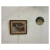 Framed Duck Print and Painted Saw Blade Wall Art