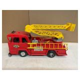 Marx Toys Red and Yellow Fire Truck with Extendabl