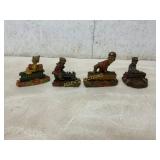Set Of 4 Painted Resin Train Figurines