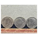 Two 1980 and One 1977 Kennedy 40% Silver Half Doll