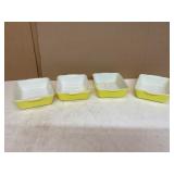 Set of 4 Pyrex Yellow and White Rectangular Baking