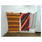 Set Of Three Handmade Crochet Afghans, Chevron And