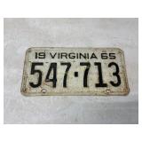 1965 Virginia License Plate