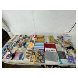 Assorted Craft Supplies Lot with Papers, Tools, an