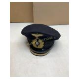 Black Military-Style Cap with Embroidered Insignia