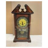 Wooden Mantel Clock With Glass Door and Decorative