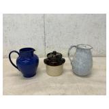 Denby Blue Ceramic Pitcher with Glossy Finish
