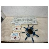Decorative Wall Art Lot with Mirror and Signs