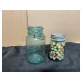 Ball Ideal Mason Jar and Glass Jar with Marbles