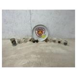 BALLANTINE BEER TIN TRAY WITH 7 ADVERTISING  MUGS