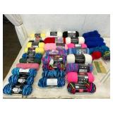 Lot of Yarn Skeins and Crochet Hooks Assortment