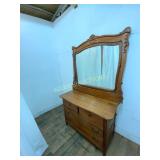 Dresser with Mirror and Scrollwork Carved Accents,