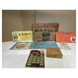 PAPER  ADVERTISEMENTS AND WOODEN BOX