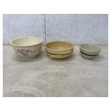 Set of Three Ceramic Mixing Bowls with Floral and
