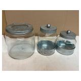 Set of Three Glass Jars with Metal Lids
