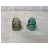 Pair of Glass Electrical Insulators in Clear and A