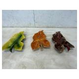 Hull Pottery Leaf-Shaped Ceramic Dishes, Set of Th