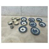 Blue and White Transferware Dish Set, 18 Pieces