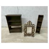 2 EARLY WOODEN  BOXES WITH METAL PICTURE FRAME