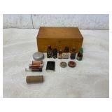 Wooden Box With Assortment of Vintage Medicine Bot