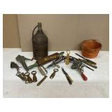 EARLY KITCHEN  WHICKER  ROLLING PIN FORKS OPENERS