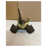 Cast Metal Samurai Helmet with Brass Accents