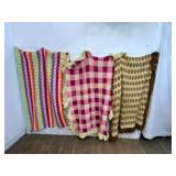 Set of Three Handmade Crochet Afghans in Various P