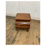 Wooden Storage Stool With Leather-Inset Top, 20x20