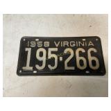 1958 VIRGINIA TAG
