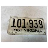 1961 VIRGINIA TAG