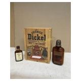 GEORGE DICKEL BOX  OLD PEPPER AND SEAGRAMS BOTTLES