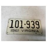 1961 VIRGINIA TAG