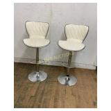 Set of Two Adjustable Modern Bar Stools with Quilt